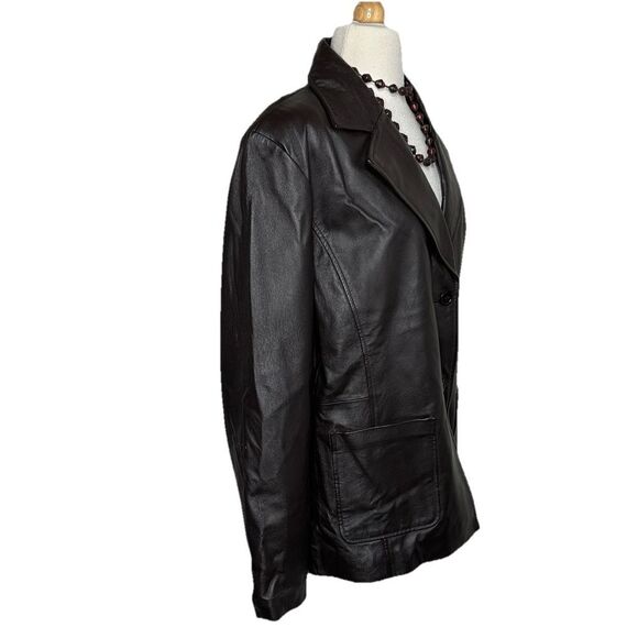 TOWER HILL COLLECTION Genuine Leather‎ Brown Blazer Jacket Lined Women's size 16 - Picture 5 of 8